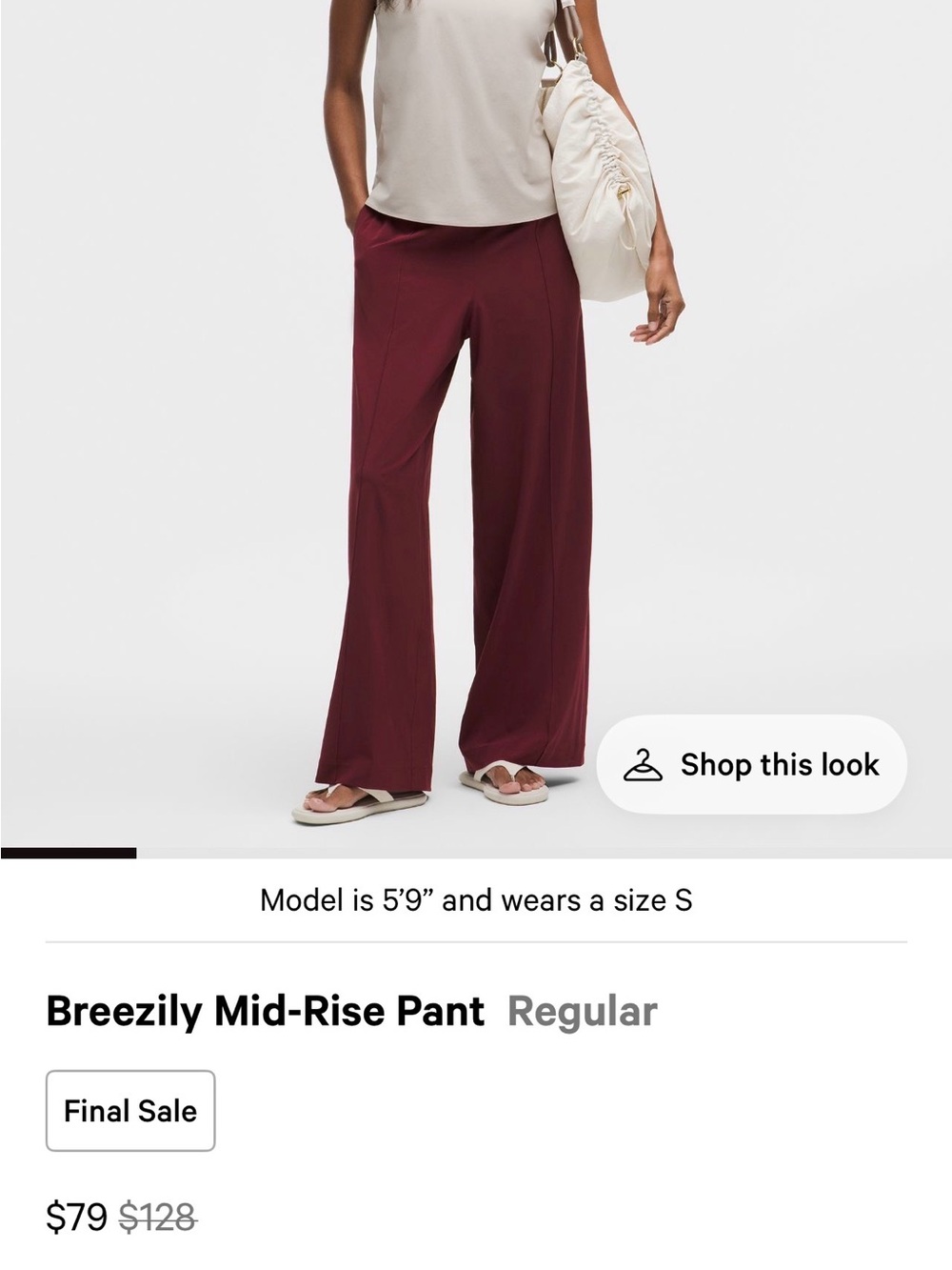 lululemon athletica Wide-Leg Mid-Rise Pants — Burgundy